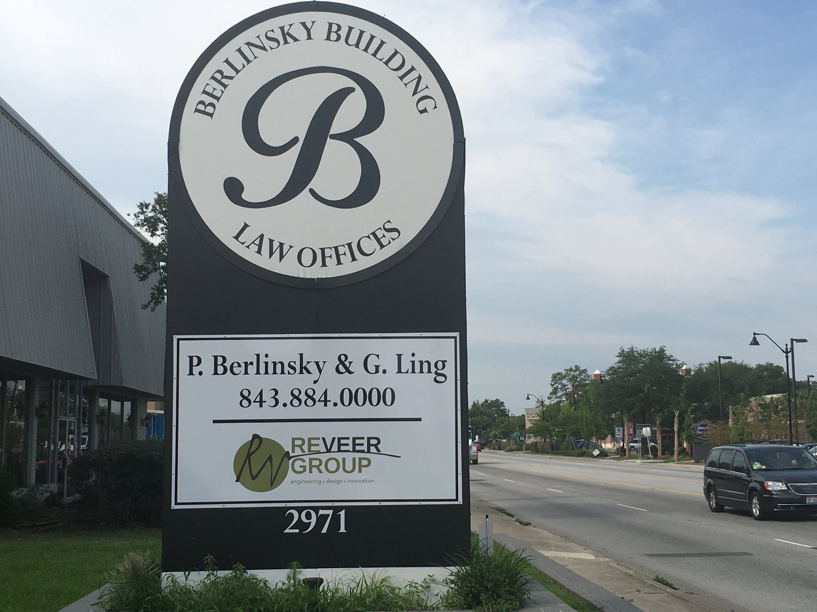 Berlinsky Building Law Offices illuminated monument sign wired by Charleston Electrical Services
