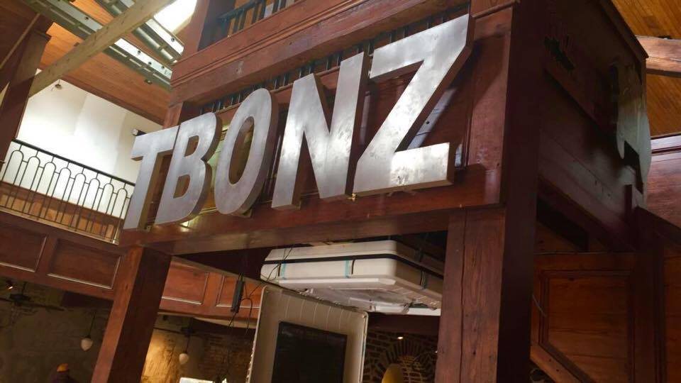 TBONZ restaurant signage and interior lighting installed by Charleston Electrical Services